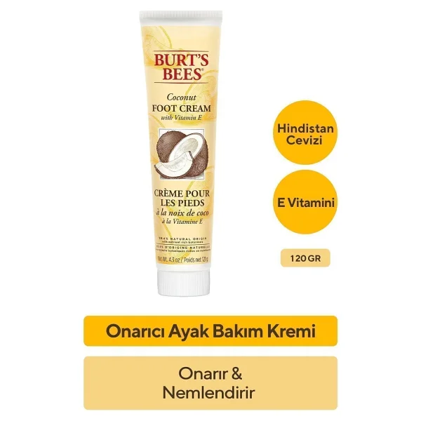 Burt's Bees Coconut Foot Cream 120 Gr Hindistan Cevizi Ve E Vitamini İçeren Ayak Kremi - Görsel 5