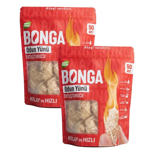 Bonga Şömine Ve Mangal Tutuşturucu 50 Adet 700 Gr - Jel Ve Çıra Alternatifi Doğal Odun Yünü - Kırmızı - Görsel 10