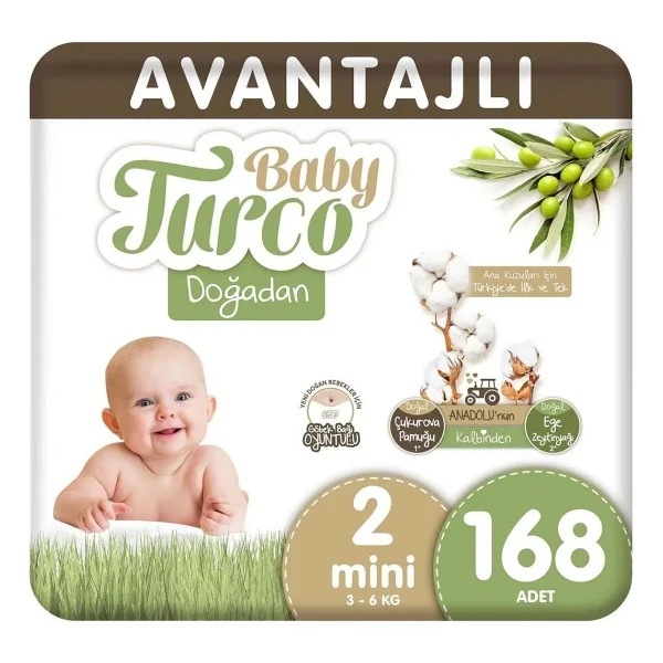 Baby Turco Doğadan Mini 2 Numara Bantlı Bez 3 - 6 Kg 168'lı Ekstra Yumuşak - Görsel 7