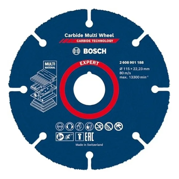 Bosch Professional 1x Expert Carbide Multi Wheel Kesici Diskler (Sert Ahşap, Çivili Ahşap, Plastik, Alçıpan Panel, Ø 115 Mm, Aksesuar Küçük Avuç Taşlama Makinesi) - Görsel 6