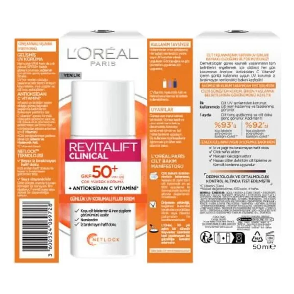 L'oreal Paris Revitalift Clinical Yüz Güneş Kremi 50 Ml Spf 50+ Tüm Cilt Tipleri İçin Nemlendirici - Görsel 6