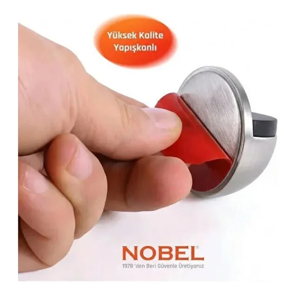 Nobel Yarımay Yapışkanlı Kapı Stoperi, Kapı Tamponu, Metal Kapı Stopu Durdurucu Tutucu Tutacağı Inox 5 Adet - Görsel 5