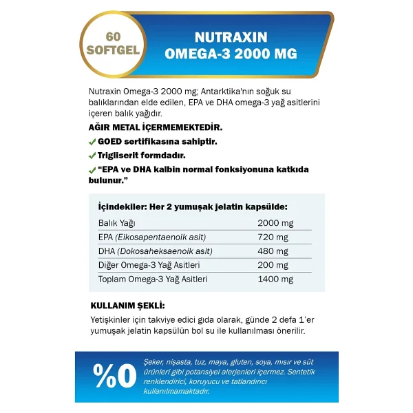 Nutraxin Omega 3 Balık Yağı 2000 Mg 60 Kapsül - Görsel 9