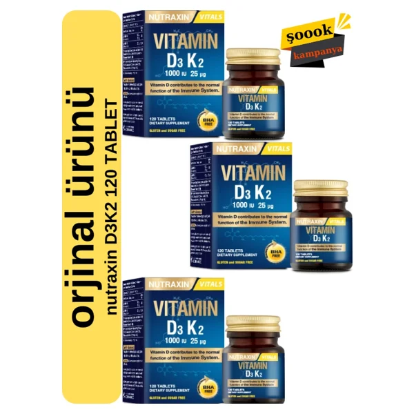 Nutraxin Vitamin D3 K2 120 Tablet 3'lü - Görsel 2