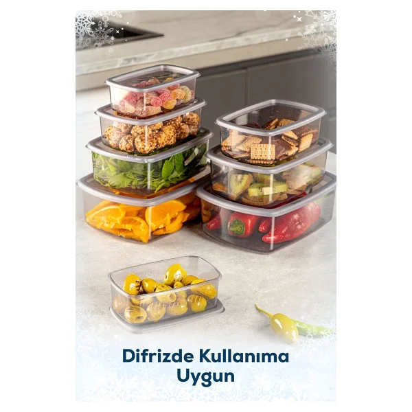 Vienev 8li Hava Geçirmez Saklama Kabı Seti Gri Bpa İçermeyen Dayanıklı Plastik 250-500-750-1200 Ml - Görsel 9