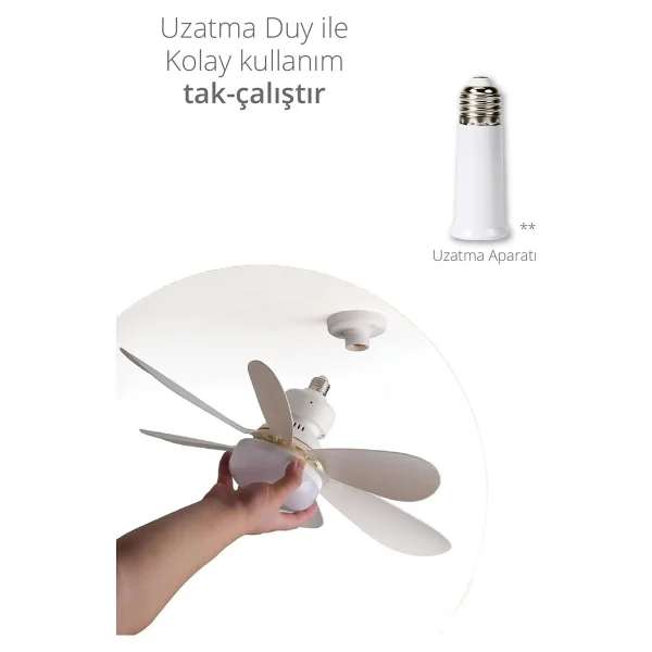 Kiwi Tavan Tipi Vantilatör 52 cm Sessiz Çalışma Özelliği ile Uzaktan Kumandalı Beyaz Fan - Görsel 3