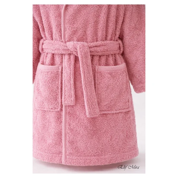 Elif Mira Kapşonlu Pamuklu Çocuk Bornozu Joyful Zoo - 7 - 8 Yaş - Pembe - Görsel 3