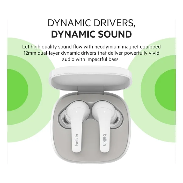 Belkin SoundForm Flow AUC006BTWH TWS Beyaz Kulak İçi Bluetooth Kulaklık - Görsel 4