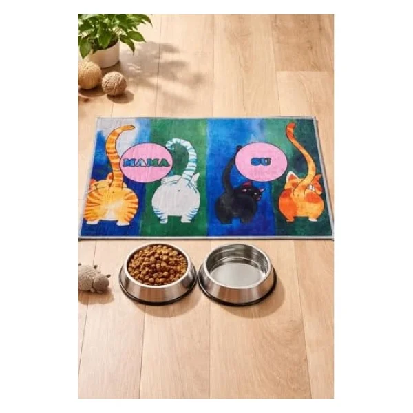 Renkli Kedi Mama Matı, Kedi Servis Altlığı, Su Ve Mama Kabı Paspası, Oyun Matı, Mama Paspası - Görsel 5