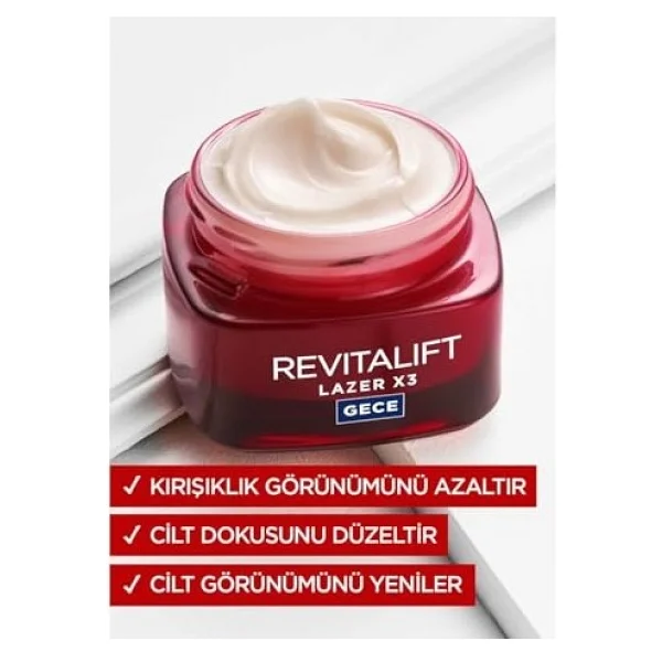 L'oreal Paris Revitalift Lazer Yoğun Yaşlanma Karşıtı Gece Bakım Kremi (50 Ml) - Görsel 2