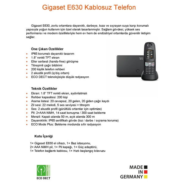 Gigaset E630 Telsiz Telefon - Görsel 5