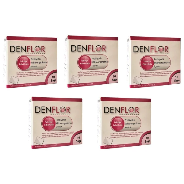 Denflor Probiyotik 10 Şase - 5'li Paket Yetişkinler İçin Tutti Frutti Aromalı Takviye Edici Gıda - Görsel 4