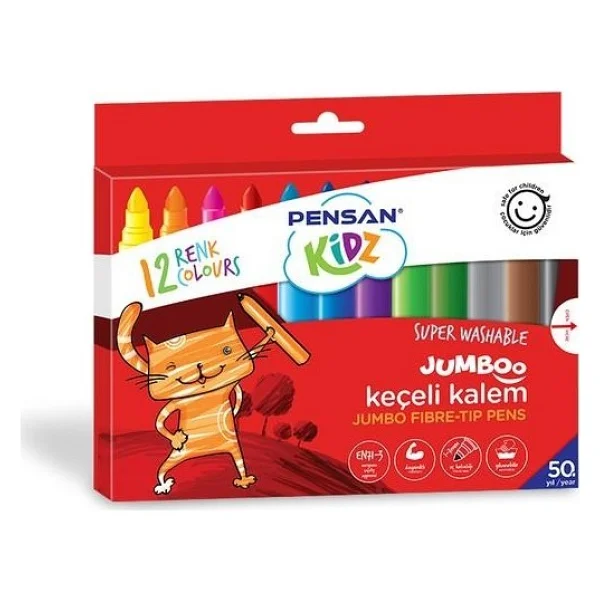Pensan Kidz 12'li Jumbo Keçeli Kalem Seti - Görsel 2
