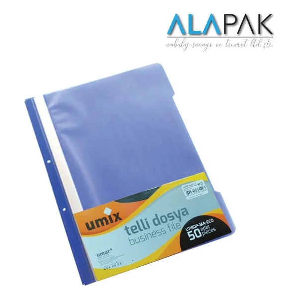 Umix Telli Plastik Dosya Mavi 50 Li 1 Paket - Görsel 4