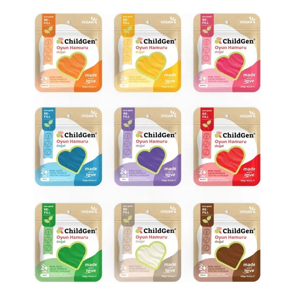 Childgen Ecopack-Refil Vakkumlu Kartuş Paket 9'lu 125 Gr Oyun Hamuru - Görsel 4