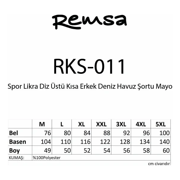 Remsa Mayo Spor Likra Kısa Erkek Deniz Havuz Şortu Mayo Rks-011 Lacivert - Görsel 3