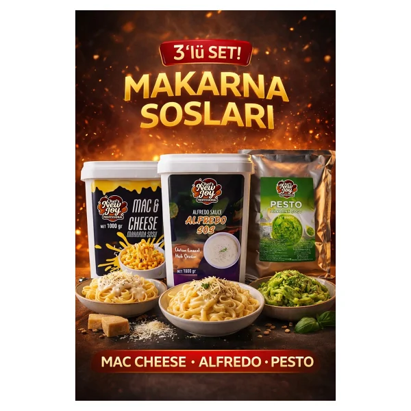 Chef's New Joy Professional 3'lü Gurme Makarna Sosu Seti - Mac Cheese + Alfredo + Pesto (3 X 1000g) - 3 Kg - Görsel 6