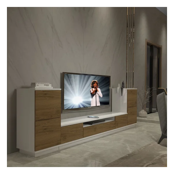 Decoraktiv Trendstyle On2s Mdf TV Ünitesi TV Sehpası Beyaz - Ceviz - Görsel 9