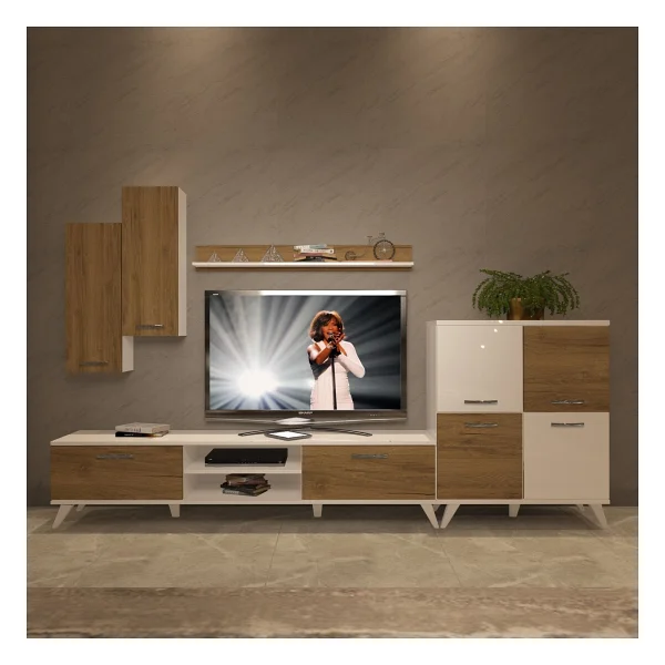 Decoraktiv Eko 6 Mdf DVD Retro TV Ünitesi TV Sehpası Pera - Beyaz - Görsel 2