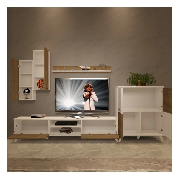 Decoraktiv Eko 6 Mdf DVD Retro TV Ünitesi TV Sehpası Pera - Beyaz - Görsel 3