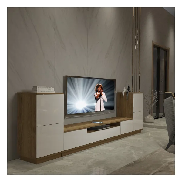 Decoraktiv Trendstyle On2s Mdf TV Ünitesi TV Sehpası Beyaz - Ceviz - Görsel 8