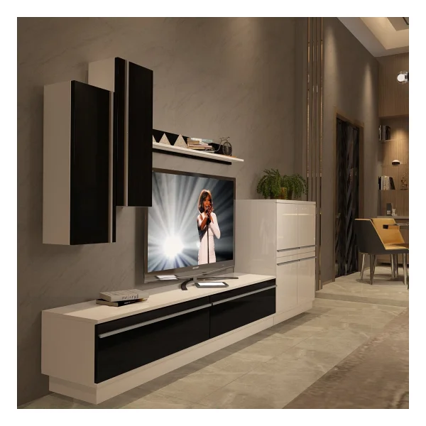 Decoraktiv Eko 6b Mdf Std TV Ünitesi TV Sehpası Beyaz - Ceviz - Görsel 9