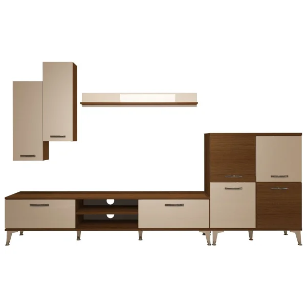 Decoraktiv Eko 6 Mdf DVD Silver TV Ünitesi TV Sehpası Ceviz - Beyaz - Görsel 4