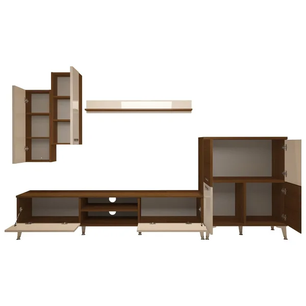 Decoraktiv Eko 6 Mdf DVD Silver TV Ünitesi TV Sehpası Ceviz - Beyaz - Görsel 5