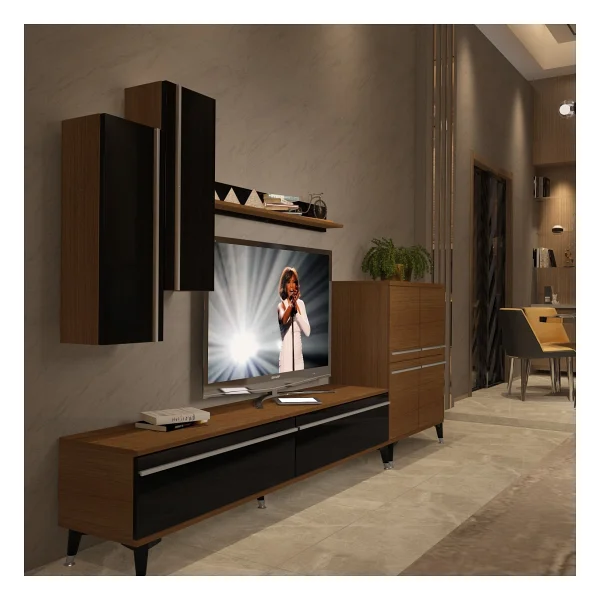 Decoraktiv Eko 6 Mdf Std Silver TV Ünitesi TV Sehpası Beyaz - Ceviz - Görsel 10