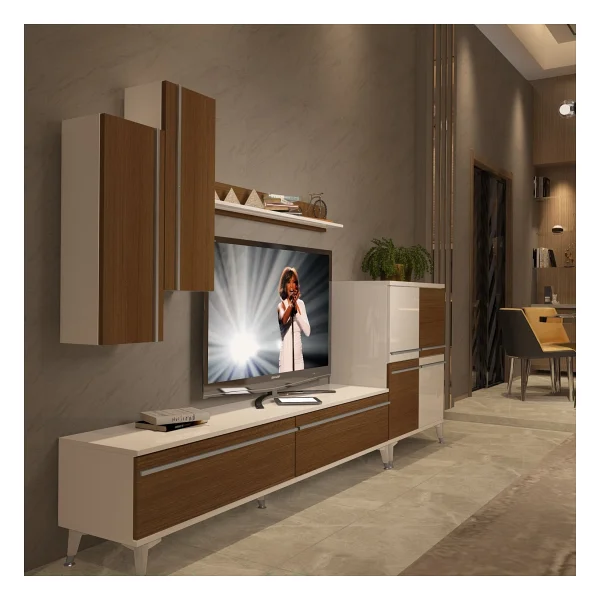 Decoraktiv Eko 6 Mdf Std Silver Tv Ünitesi Tv Sehpası Beyaz - Ceviz