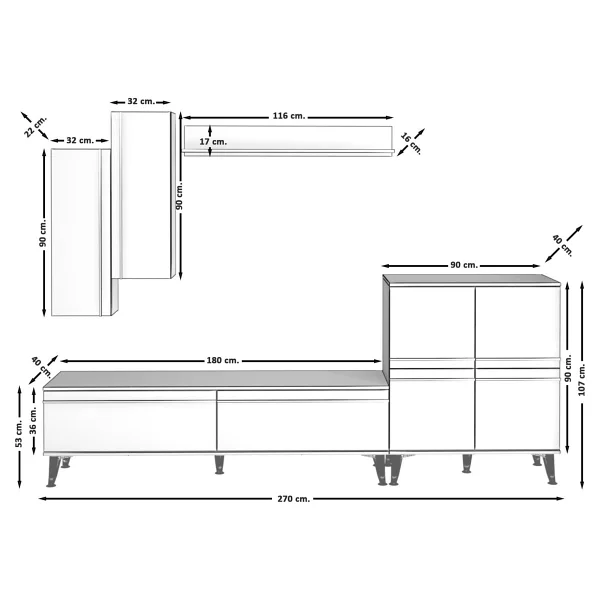 Decoraktiv Eko 6 Mdf Std Silver TV Ünitesi TV Sehpası Beyaz - Ceviz - Görsel 6