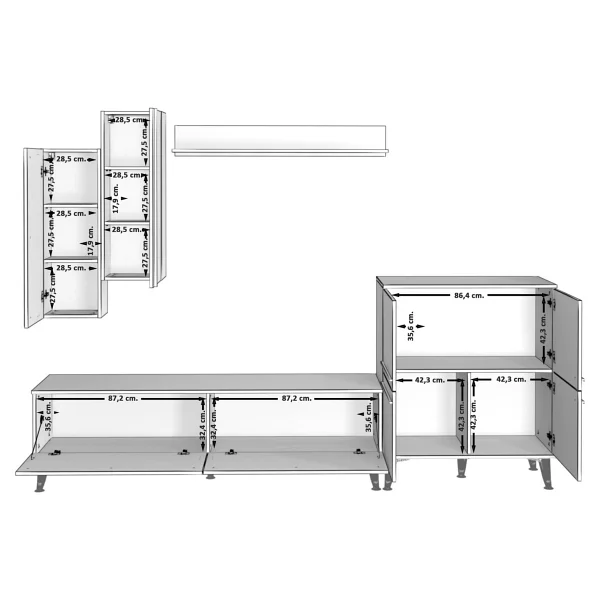 Decoraktiv Eko 6 Mdf Std Silver TV Ünitesi TV Sehpası Beyaz - Ceviz - Görsel 7