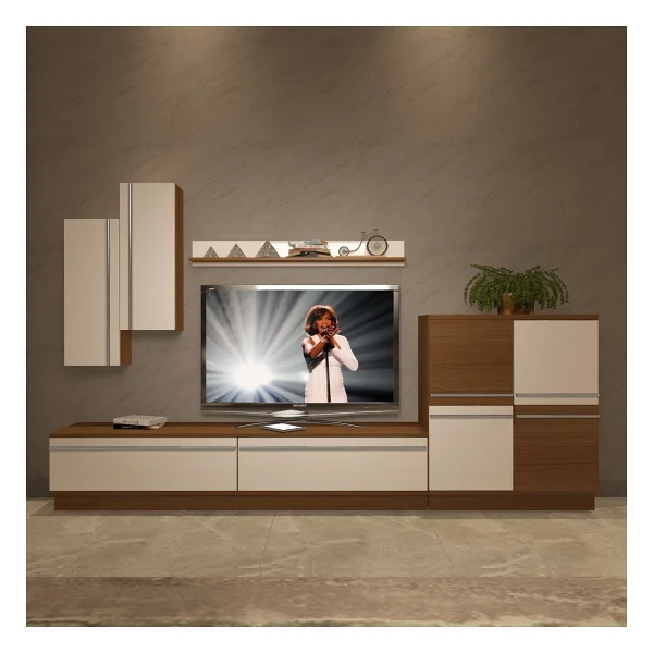 Decoraktiv Eko 6b Mdf Std TV Ünitesi TV Sehpası Beyaz - Ceviz - Görsel 2