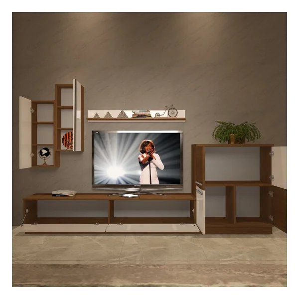 Decoraktiv Eko 6b Mdf Std TV Ünitesi TV Sehpası Beyaz - Ceviz - Görsel 3