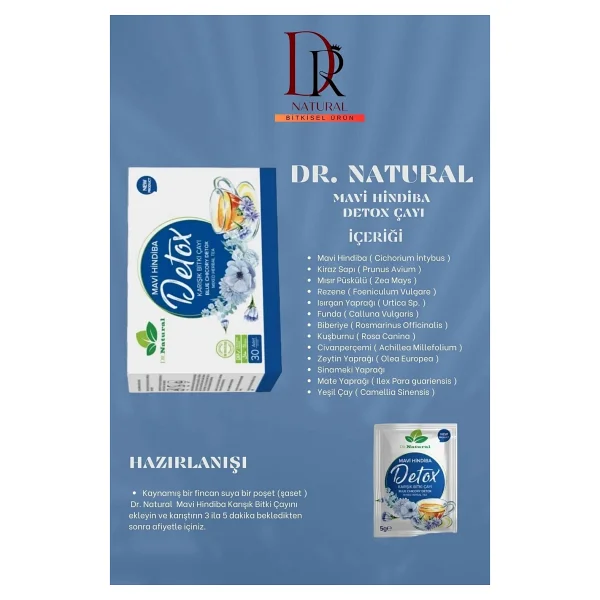 Dr. Natural Hindiba Kahvesi 5 Gr. X30 Ve Mavi Hindiba Bitkisel Detox Çayı - 1 Adet - Görsel 5