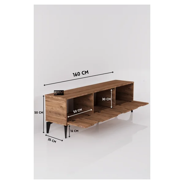 Goldfalez TV Sehpası 160 Cm TV Ünitesi Kapaklı Modern Şık Minimal Salon Konsolu Royal 5090 Atlantik - Görsel 3
