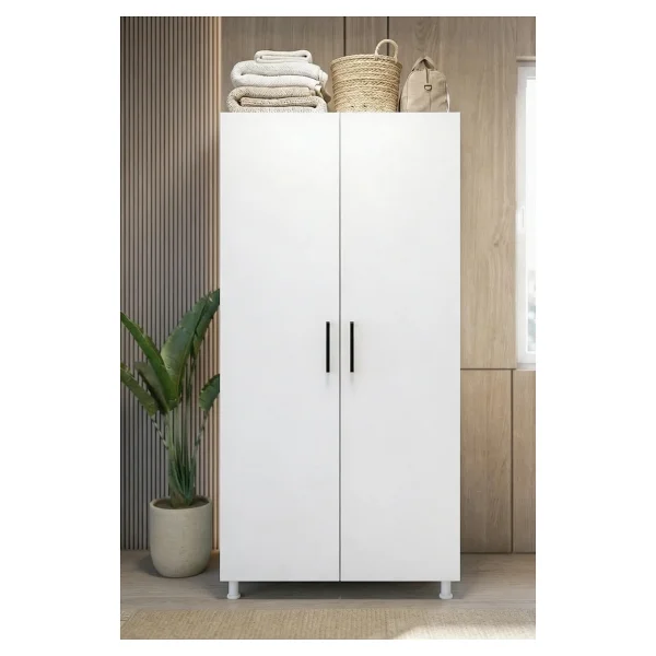 Montenero Banyo Dolabı 2 Kapaklı Bölmeli Valiz Ütü Masası Nevresim Saklama Beyaz 85x170 Cm - Görsel 2