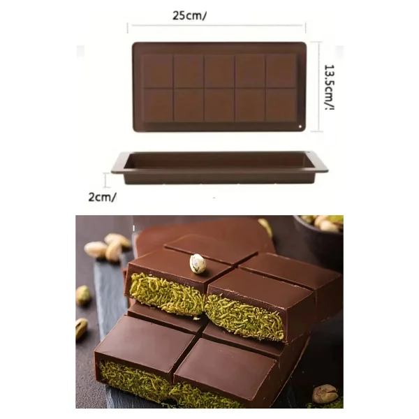 Meşhur Dubai Çikolatası Kalıbı - Büyük Tablet Çikolata Mum Kek Kalıbı Pasta Kalıbı - Görsel 4