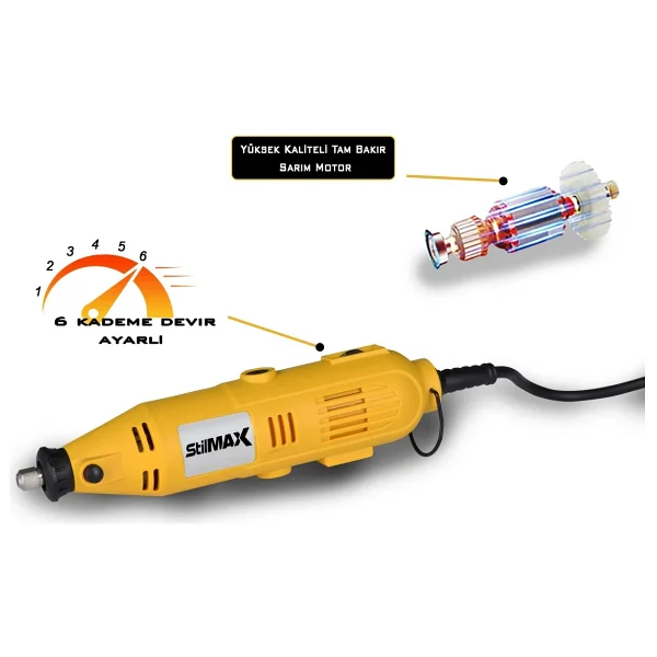 Stilmax Alman Style 405 Parça Devir Ayarlı Gravür Oyma Makinesi Dremel Taşlama Zımpara Seti 450w - Görsel 4