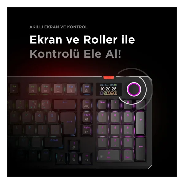 Rampage Loyal Pro Gri-Siyah RGB Red Switch Kablosuz Mekanik Oyuncu Klavyesi - Görsel 5