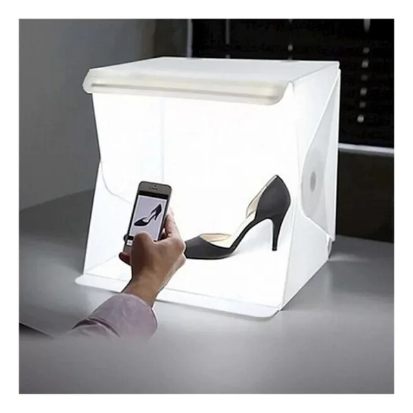 20 X 20 Cm Profesyonel Stüdyo LED Işıklı Çift Sıra Ürün Fotoğraf Çekim Çadırı - Görsel 8