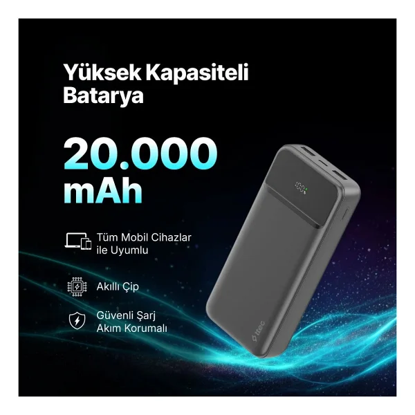 Ttec Recharger Lcd 2bb268s 20000 mAh Hızlı Şarj Powerbank - Görsel 3