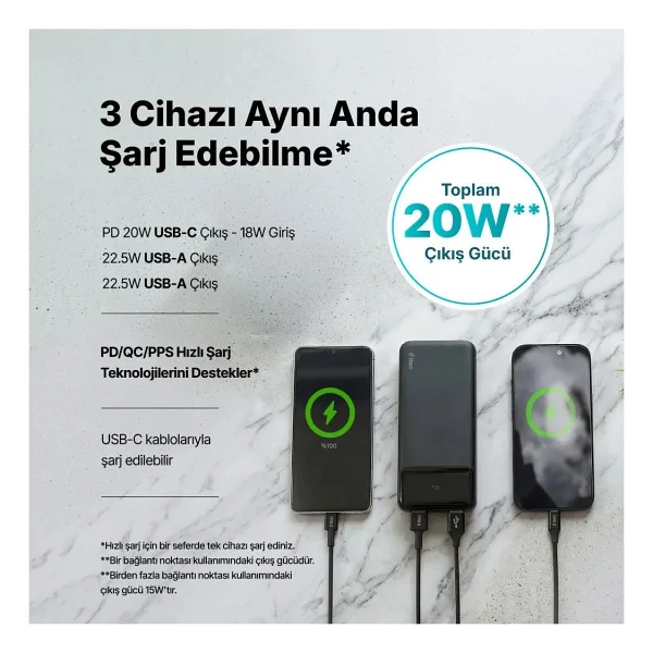 Ttec Recharger Lcd 2bb268s 20000 mAh Hızlı Şarj Powerbank - Görsel 4