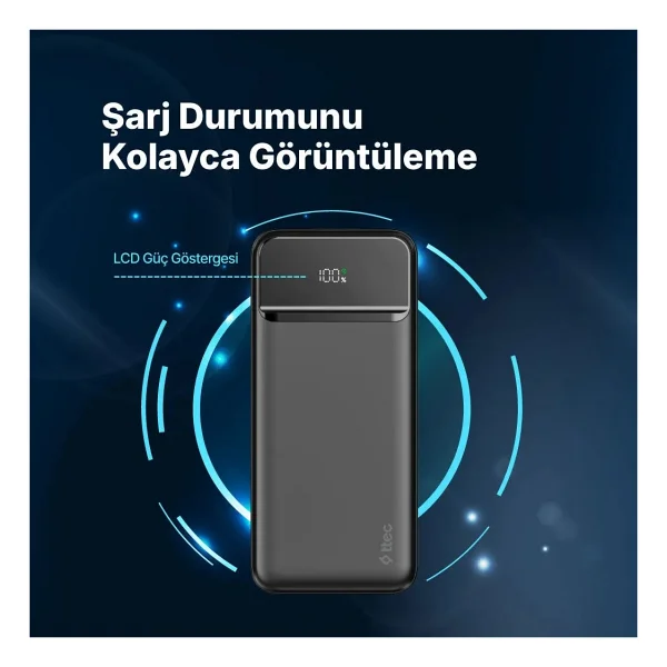 Ttec Recharger Lcd 2bb268s 20000 mAh Hızlı Şarj Powerbank - Görsel 5