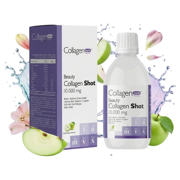 Collagen Forte Platinum Collagen Shot 500ml, 5 Tip Sıvı Kolajen, Biotin, Vitamin B12, C Vitamini, Bakır, Retinol & Çinko - Görsel 2