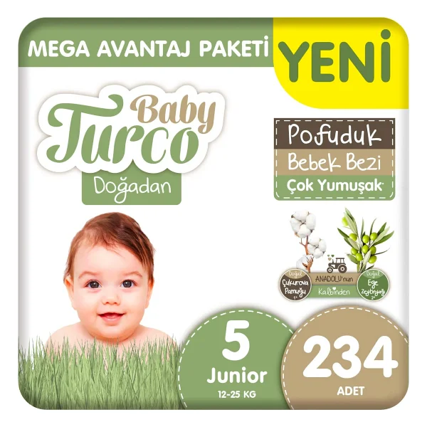 Baby Turco Doğadan Pofuduk 4 Numara Maxi 100'lü 3 Adet Bebek Bezi - Görsel 8