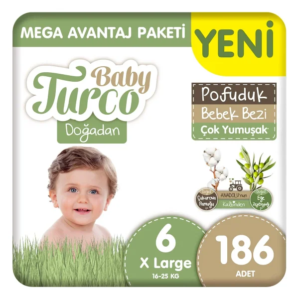 Baby Turco Doğadan Pofuduk 4 Numara Maxi 100'lü 3 Adet Bebek Bezi - Görsel 9