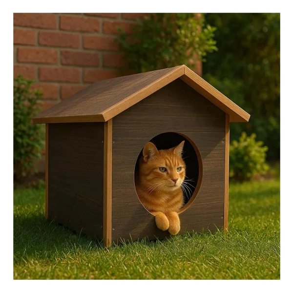 Catmozz Dış Mekan Yağmura Soğuğa Dayanıklı Çatılı Kedi Evi 40x35x30 Cm Sokak Hayvanları İçin - Görsel 3