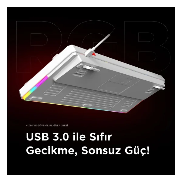 Rampage Loyal Beyaz-Gri RGB Red Switch Kablolu Mekanik Oyuncu Klavyesi - Görsel 2