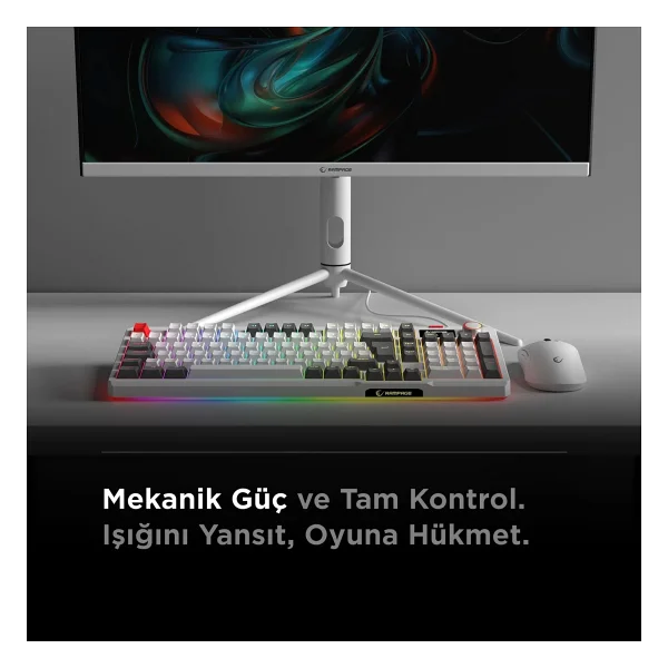Rampage Loyal Beyaz-Gri RGB Red Switch Kablolu Mekanik Oyuncu Klavyesi - Görsel 4